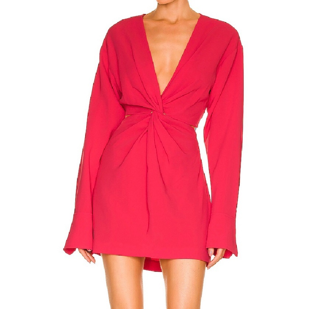 NWT ALC Zoey Twist Front Crepe Cutout Rambutan Pink Mini Dress Size 4